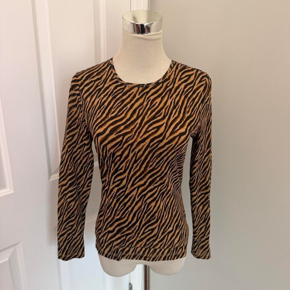 Y2K BLACK AND BROWN CLASSIQUES ENTIER TIGHER PRINT LONG SLEEVE TOP